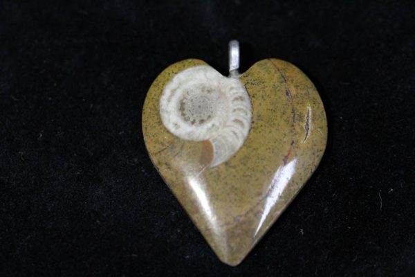Ammonite Pendant A grade - Heart-0