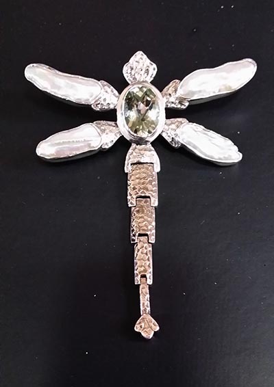 Silver Green Amethyst Dragon Fly-0