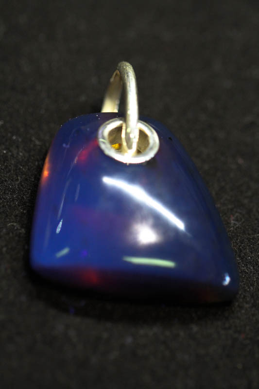 Blue Amber Pendant in Silver-1600