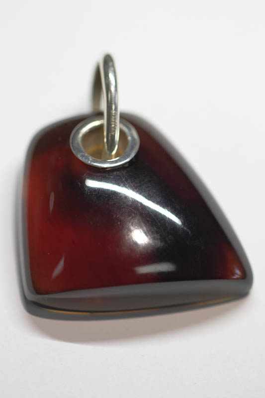 Blue Amber Pendant in Silver-1601