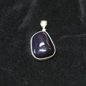Blue Amber Pendant in Silver-0