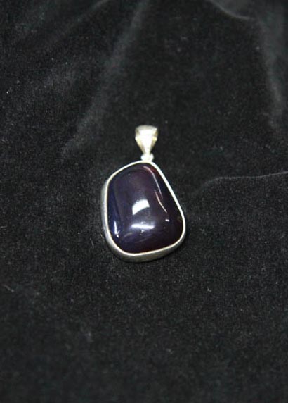 Blue Amber Pendant in Silver-0